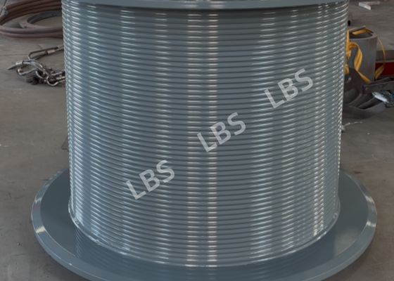 45° Right-Hand Lebus Double Parallel Groove Winch Drum Assembly, Q355D, 5-Layer Wire Rope Winding